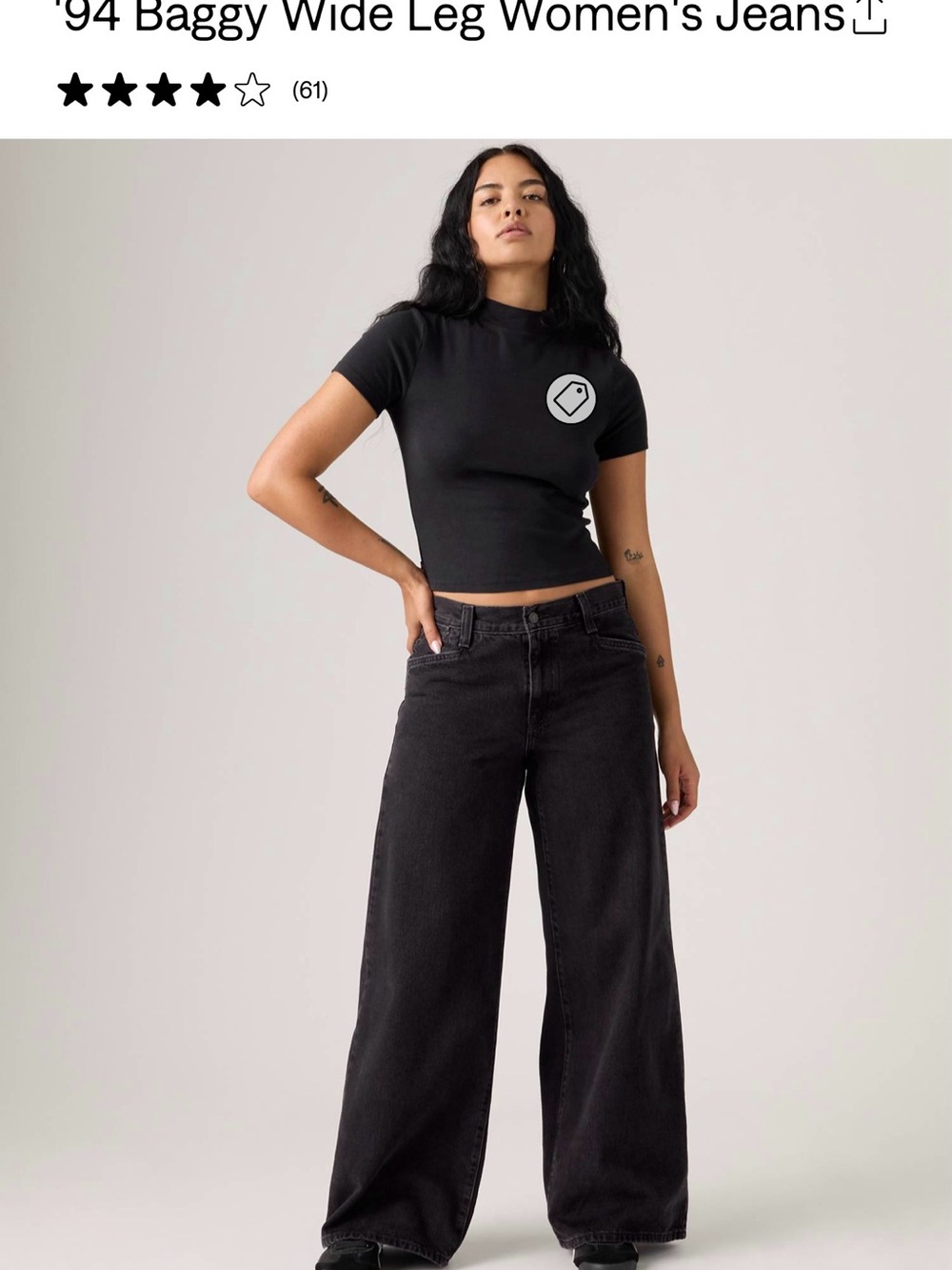Levi's Black Wide-Leg '94 Baggy Jeans